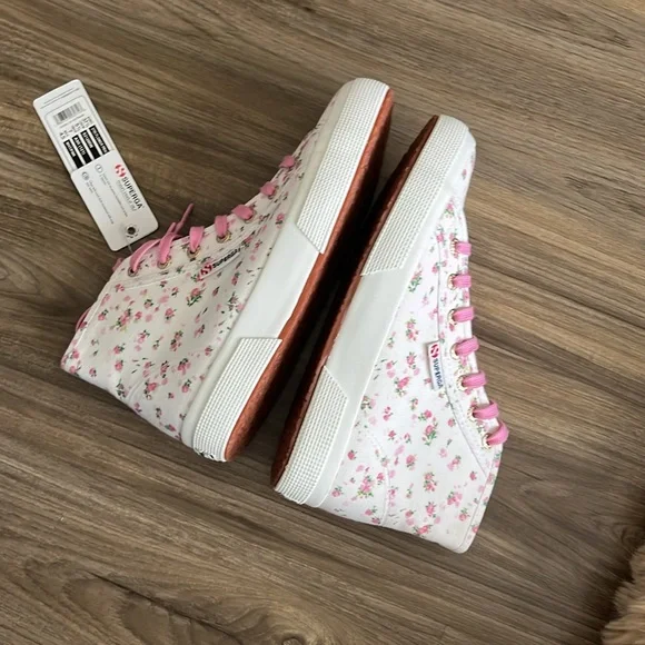 Superga Fantasia Floral Print High Top Lace Up Canvas Sneakers - Picture 6 of 7